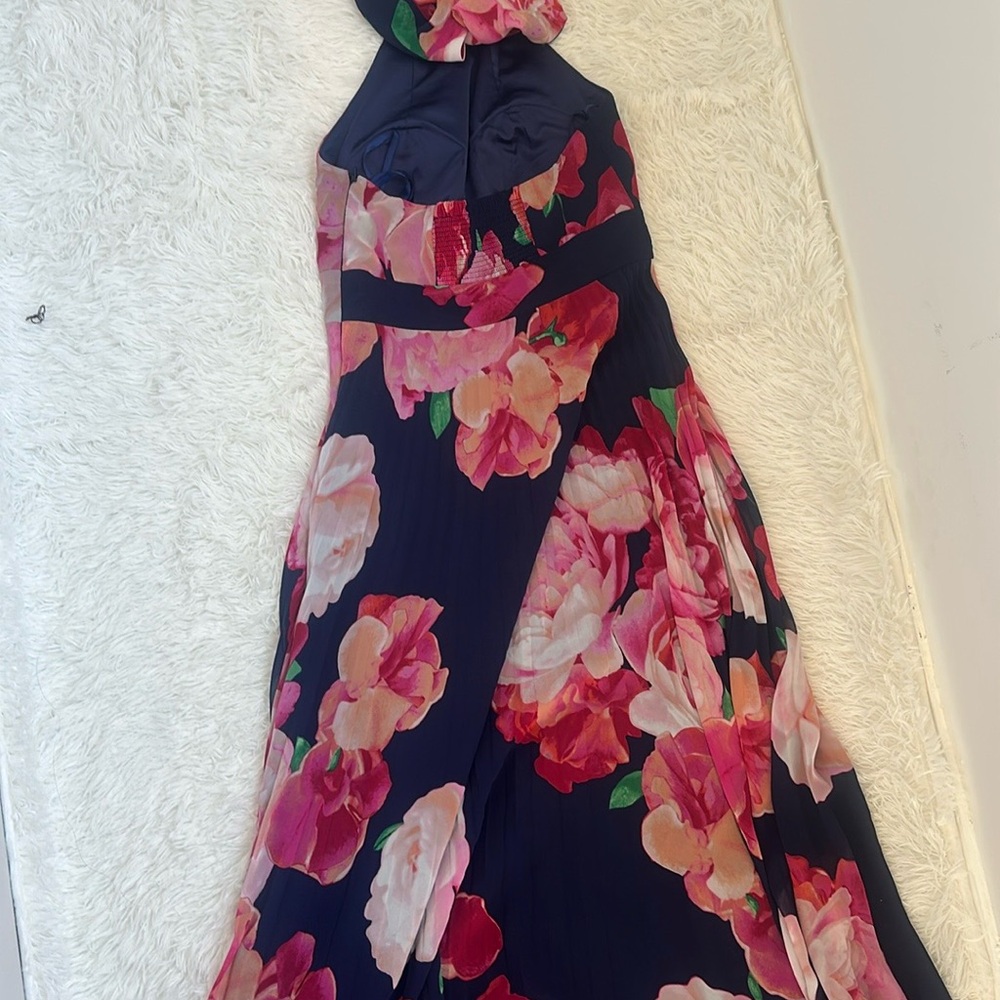 INC International Concepts One Shoulder Floral Dress - Pink and Navy